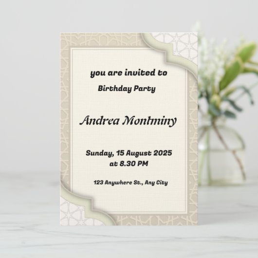 Elegante Beige Islamitische geometrische patroon v Kaart (Staand voorkant)