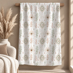 Elegante Beige Ivoor Sage Boho Regenboodeken Fleece Deken