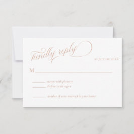 Elegante Beige Kalligrafie Bruiloft RSVP Kaartje