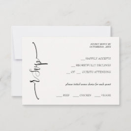 Elegante beige kalligrafie RSVP kaartje