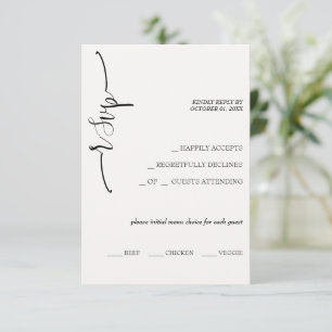 Elegante beige kalligrafie RSVP kaartje