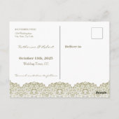 Elegante beige kant Save the Date Briefkaart (Achterkant)