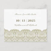 Elegante beige kant Save the Date Briefkaart (Voorkant)