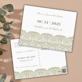 Elegante beige kant Save the Date Briefkaart