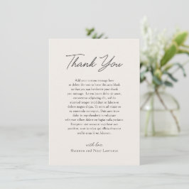 Elegante Beige Klassieke Bruiloft Bedankkaart