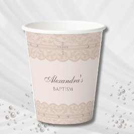 Elegante Beige Kruis Doop Christelijke Doop Papieren Bekers