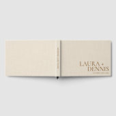 Elegante Beige Linnen Script Trouwnaam Gastenboek (Volledig)