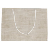 Elegante beige linnen textuur groot cadeauzakje (Achterkant)