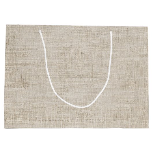 Elegante beige linnen textuur groot cadeauzakje (Achterkant)