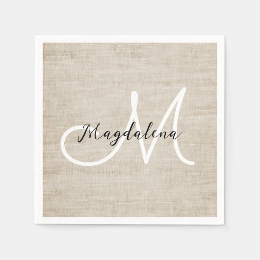 Elegante beige linnen textuur servet (Voorkant)