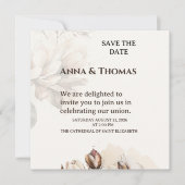 Elegante Beige Magnolia Bewaar de datum Kaart (Voorkant)