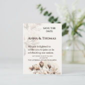 Elegante Beige Magnolia Bewaar de datum Kaart (Staand voorkant)