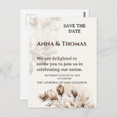 Elegante Beige Magnolia Bewaar de datum Kaart (Voorkant / Achterkant)