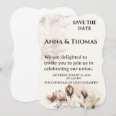 Elegante Beige Magnolia Bewaar de datum Kaart (Voorkant / Achterkant)