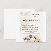 Elegante Beige Magnolia Bewaar de datum Kaart (Voorkant / Achterkant)