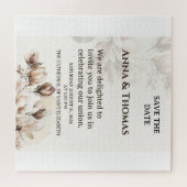 Elegante Beige Magnolia Bewaar de datum Kaart Legpuzzel (Horizontaal)