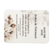 Elegante Beige Magnolia Bewaar de datum Kaart Magneet (Horizontaal)