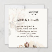 Elegante Beige Magnolia Bewaar de datum Kaart Magnetische Uitnodiging (Voorkant)