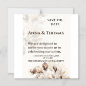 Elegante Beige Magnolia Save The Date Kaart Magnetische Uitnodiging (Voorkant)