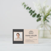 Elegante Beige makelaar makelaar foto Visitekaartje (Staand voorkant)