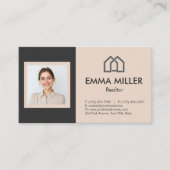 Elegante Beige makelaar makelaar foto Visitekaartje (Voorkant)