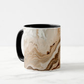 Elegante Beige Marmer Abstracte Kunst Mok (Voorkant links)