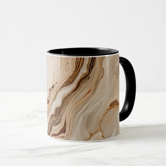 Elegante Beige Marmer Abstracte Kunst Mok (Voorkant rechts)