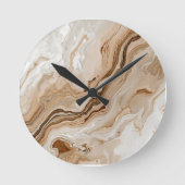 Elegante Beige Marmer Abstracte Kunst Ronde Klok (Voorkant)