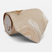 Elegante Beige Marmeren Abstracte Kunst Stropdas (Opgerold)