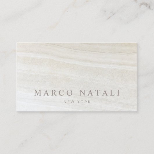 Elegante beige marmeren steen visitekaartje (Voorkant)