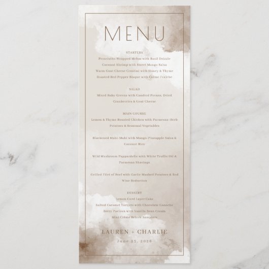 Elegante Beige Menutemplate Menu (Voorkant)
