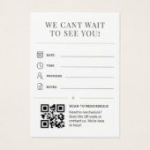Elegante Beige Minimaal Med Spa Herinnering QR Cod Visitekaartje (Achterkant)