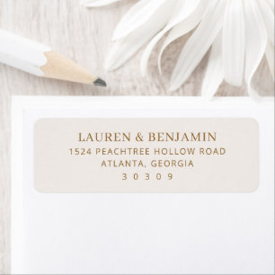 Elegante Beige Minimalistische Adreskaart Etiket