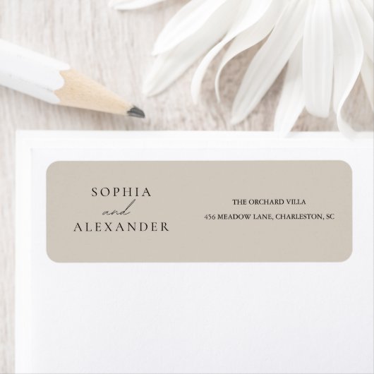Elegante Beige minimalistische bruiloft Etiket (Insitu)