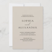 Elegante Beige minimalistische bruiloft met RSVP Q Kaart (Voorkant)