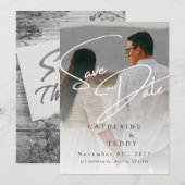Elegante Beige Minimalistische Foto Save the Date  (Voorkant / Achterkant)