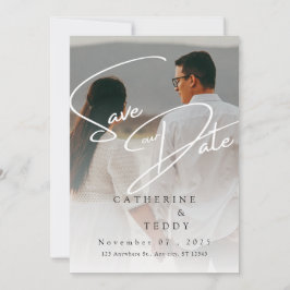 Elegante Beige Minimalistische Foto Save the Date 