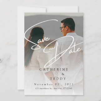 Elegante Beige Minimalistische Foto Save the Date 