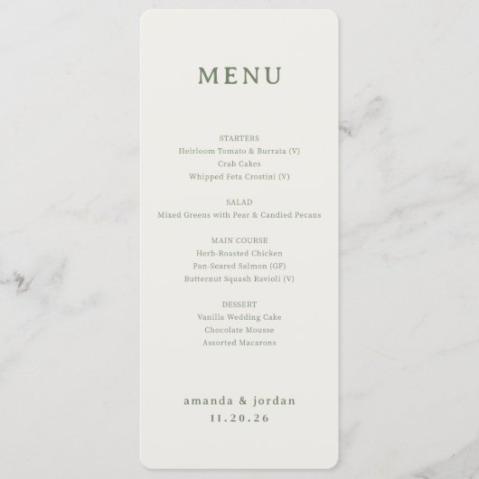 Elegante Beige Minimalistische Menu (Voorkant)