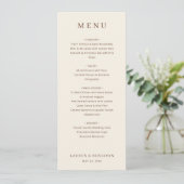Elegante Beige Minimalistische Menu (Staand voorkant)