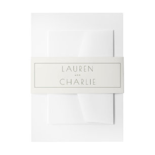 Elegante Beige Minimalistische Namen Uitnodigingen Wikkel