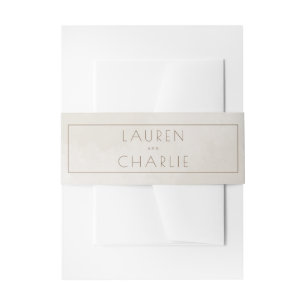 Elegante Beige Minimalistische Namen Uitnodigingen Wikkel