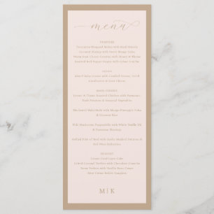 Elegante Beige Minimalistische Trouwmenu Menu
