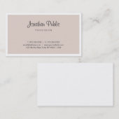 Elegante Beige Modern Chic Clean Plain Professiona Visitekaartje (Voorkant / Achterkant)