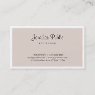 Elegante Beige Modern Chic Clean Plain Professiona Visitekaartje