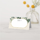 Elegante Beige Moderne boog met botanisch groen Plaatskaartje (Achterkant)