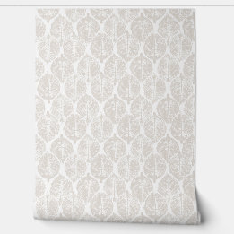 Elegante Beige Moderne Botanische Hydrangea Ogee Behang