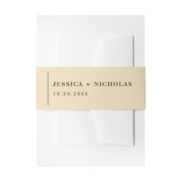 Elegante Beige Moderne Minimalistische Trouwdag Uitnodigingen Wikkel