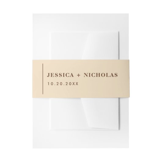 Elegante Beige Moderne Minimalistische Trouwdag Uitnodigingen Wikkel (Voorkant Voorbeeld)