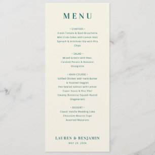 Elegante Beige Navy Menukaart Sjabloon